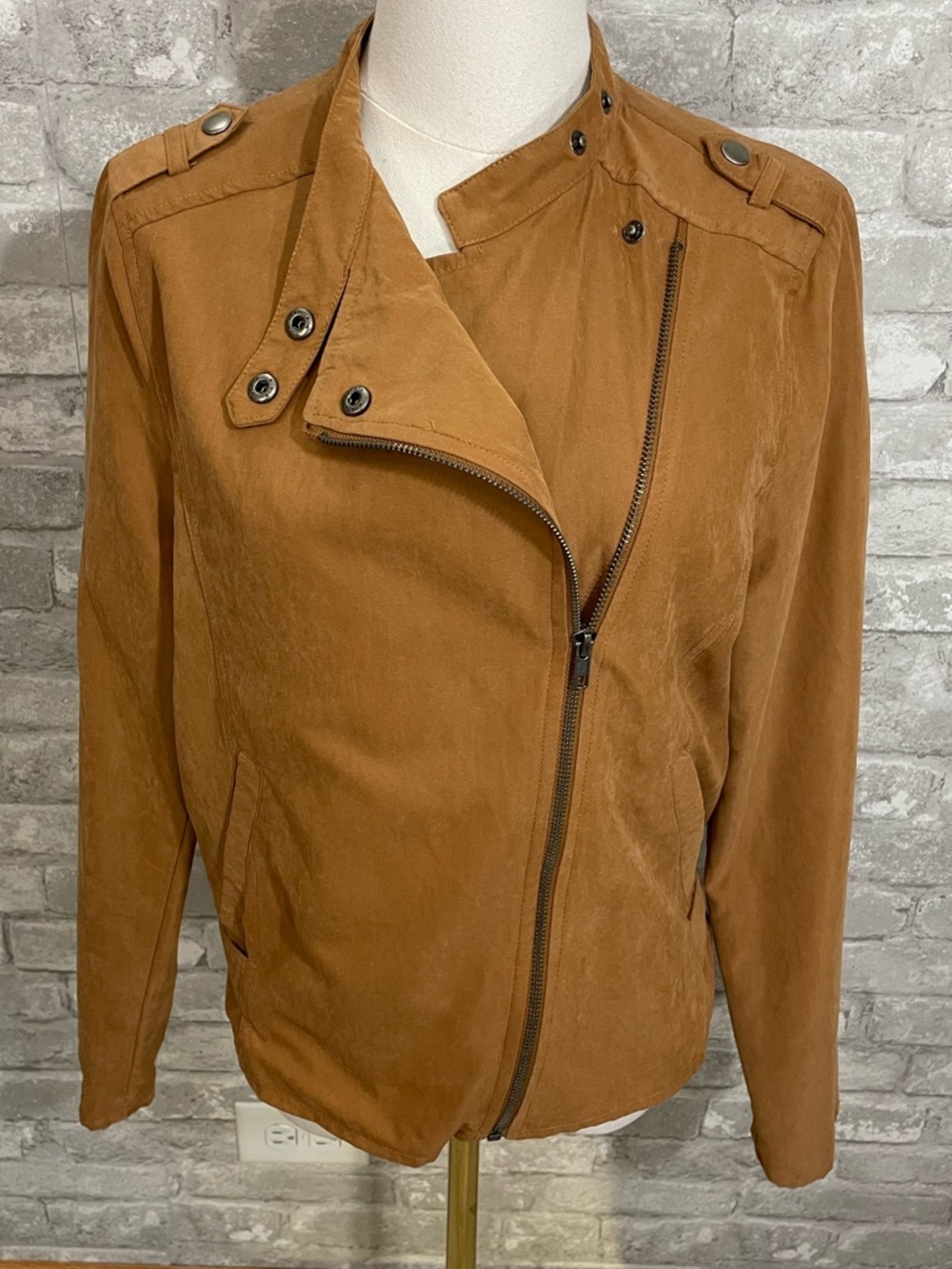 Staccato Faux Suede Bomber Jacket - Tan Brown